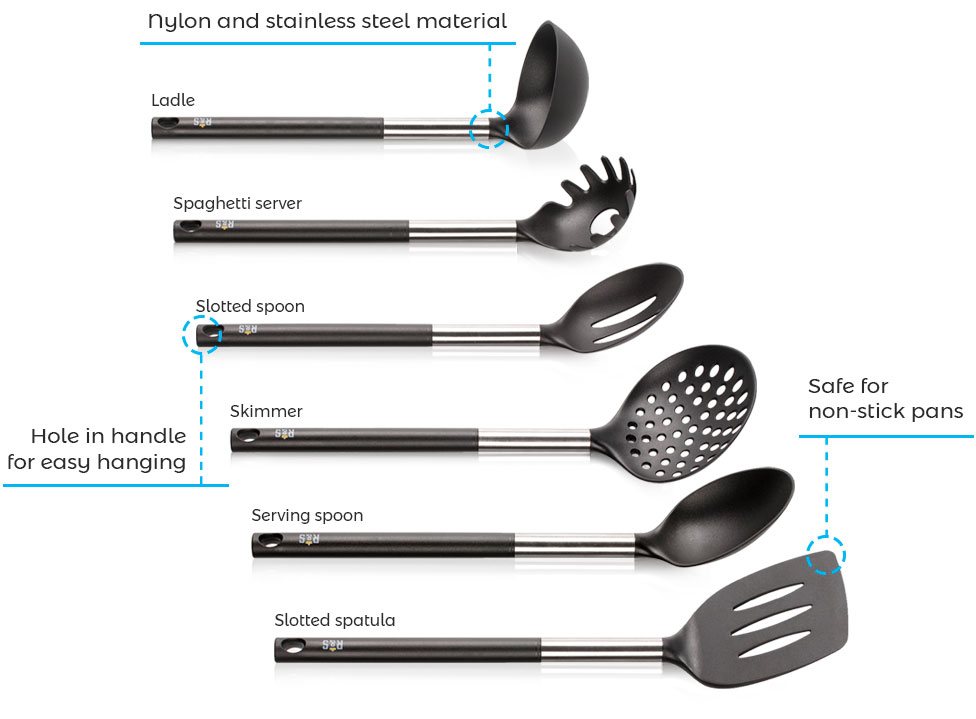Features kitchen utensil set